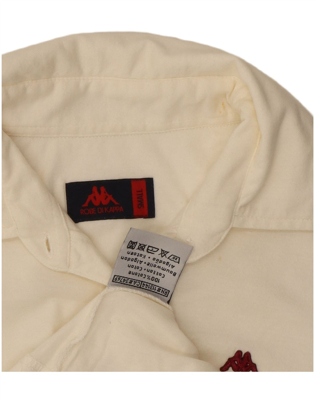 KAPPA Womens Graphic Polo Shirt UK 10 Small White Cotton