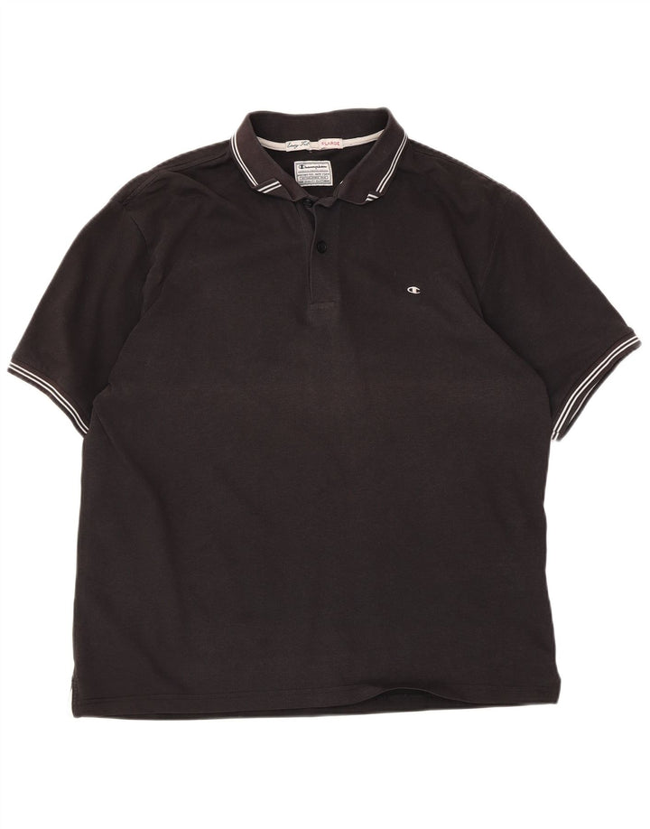Champion Mens Easy Fit Polo Shirt XL Black Cotton