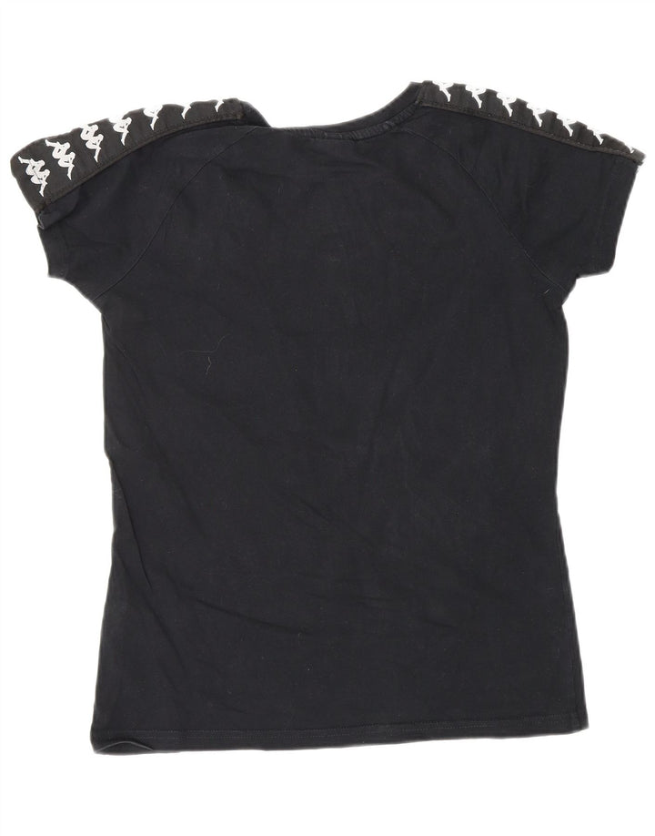 KAPPA Womens Graphic T-Shirt Top UK 6 XS Black Cotton