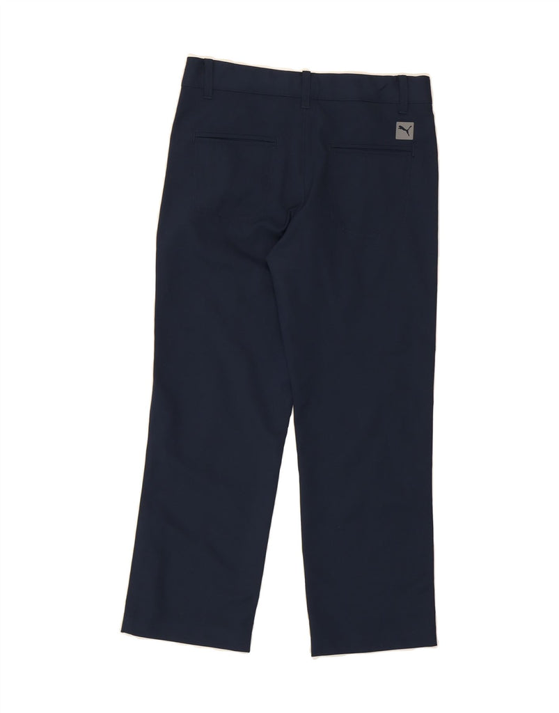 PUMA Boys Straight Casual Trousers 9-10 Years W28 L24 Navy Blue Cotton Vintage Puma and Second-Hand Puma from Messina Hembry 