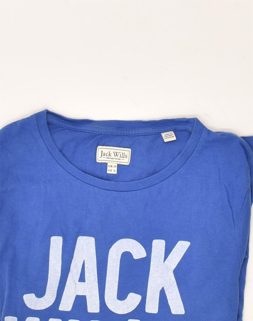 JACK WILLS Womens Graphic T-Shirt Top UK 10 Small Blue Cotton | Vintage Jack Wills | Thrift | Second-Hand Jack Wills | Used Clothing | Messina Hembry 