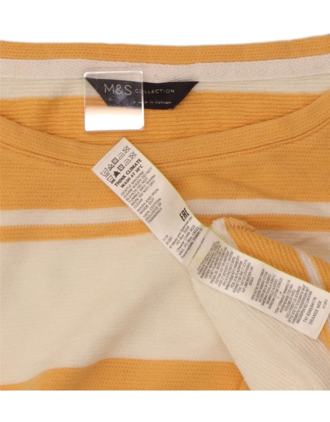 Marks & Spencer Womens Oversized T-Shirt Top UK 16 Large Orange Striped