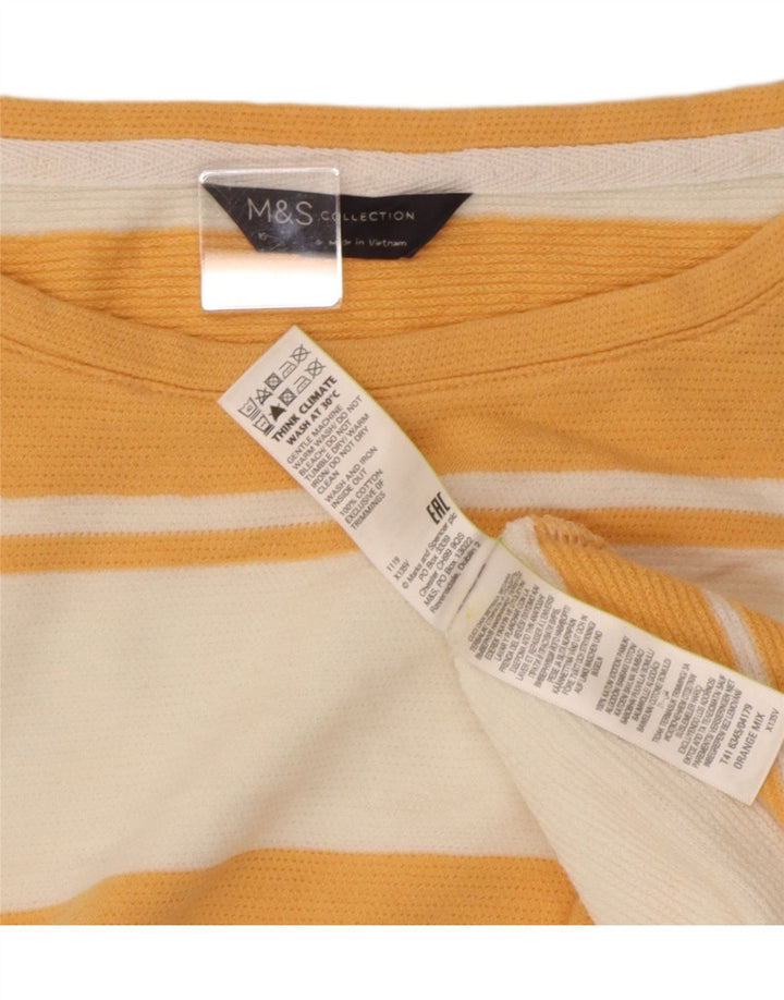 Marks & Spencer Womens Oversized T-Shirt Top UK 16 Large Orange Striped