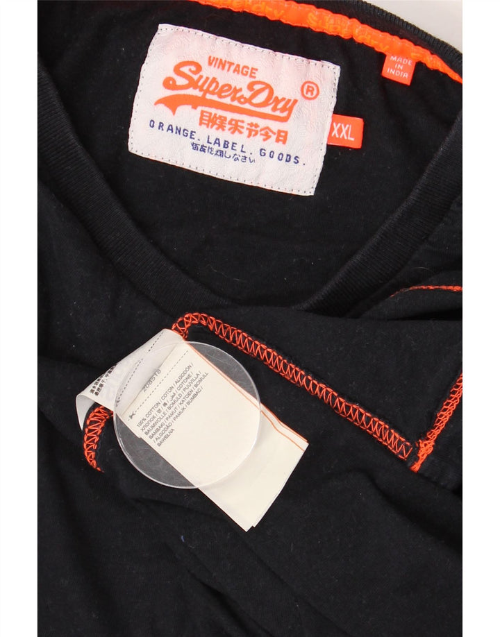 SUPERDRY Mens T-Shirt Top 2XL Black Cotton