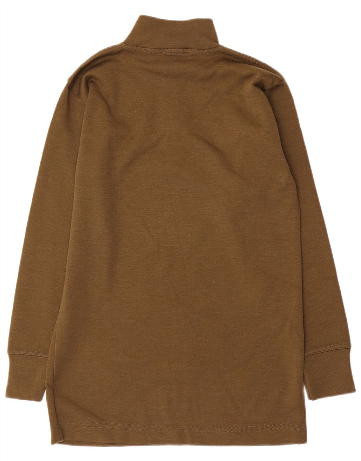 Vintage Mens Zip Neck Jumper Sweater Medium Khaki Polyamide