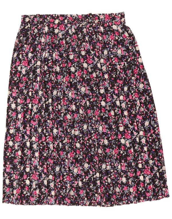 Vintage Womens Pleated Skirt UK 16 Large W38 Multicoloured Floral Polyester