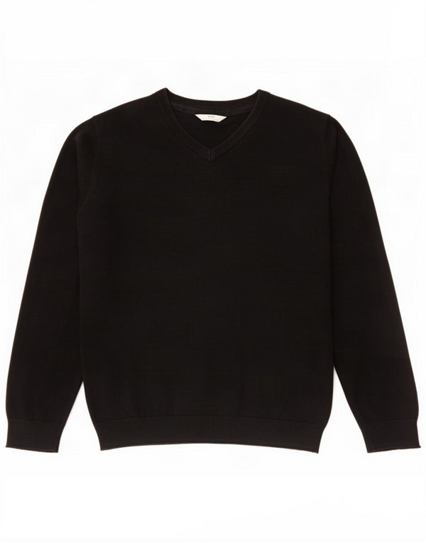 Marks & Spencer Boys V-Neck Jumper Sweater 12-13 Years Black Cotton