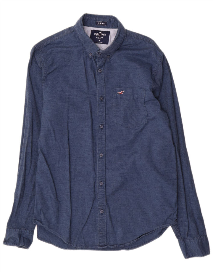Hollister Mens Slim Fit Shirt Medium Navy Blue Cotton