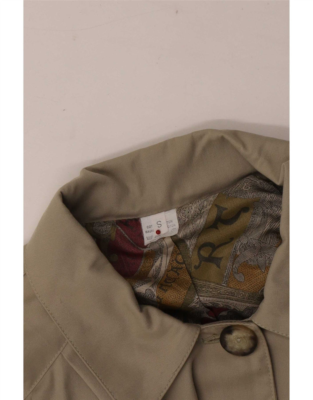 Vintage Womens Oversized Trench Coat UK 10 Small Beige Cotton