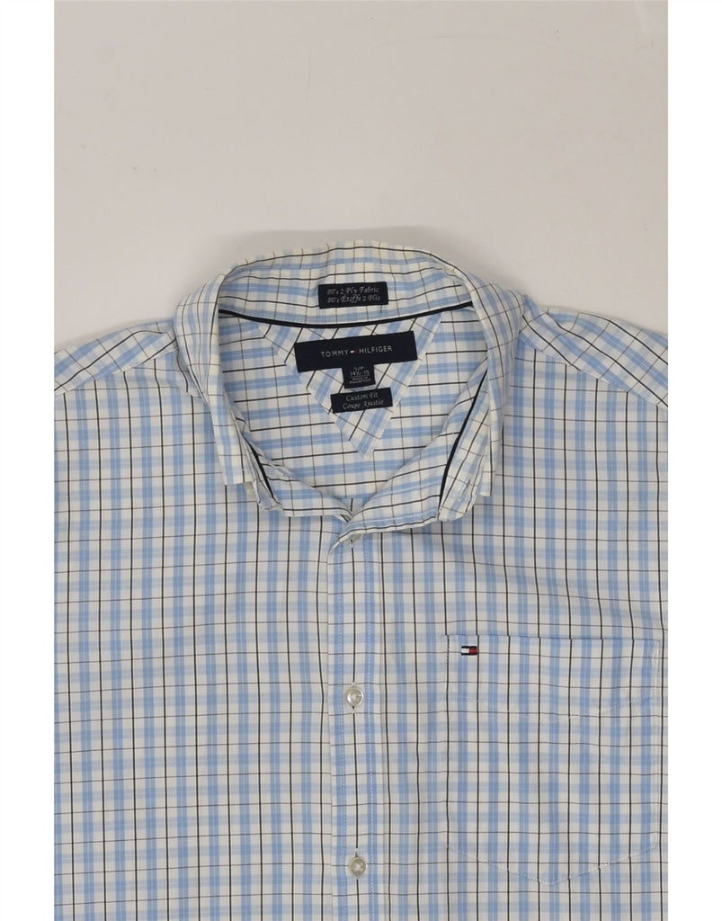 TOMMY HILFIGER Mens Custom Fit Shirt Size 14 1/2 15 Small Blue Check | Vintage Tommy Hilfiger | Thrift | Second-Hand Tommy Hilfiger | Used Clothing | Messina Hembry 