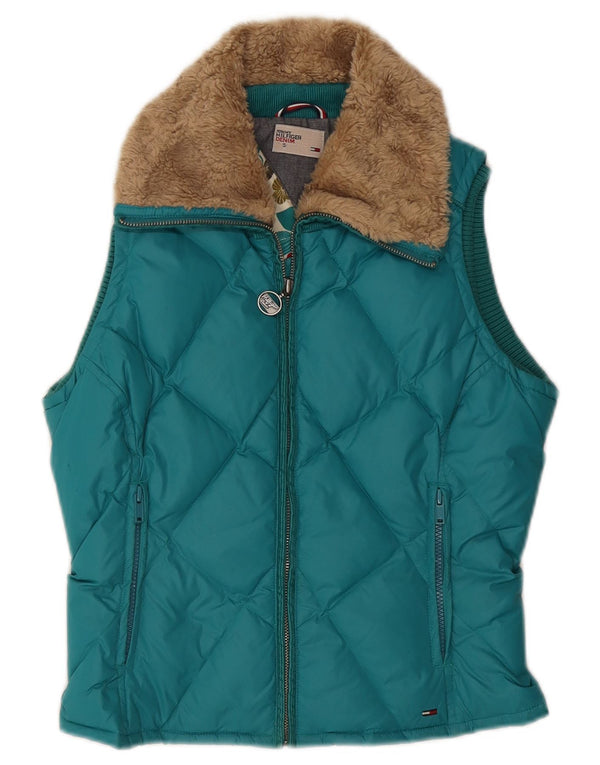 TOMMY HILFIGER Womens Padded Gilet UK 10 Small Turquoise Nylon