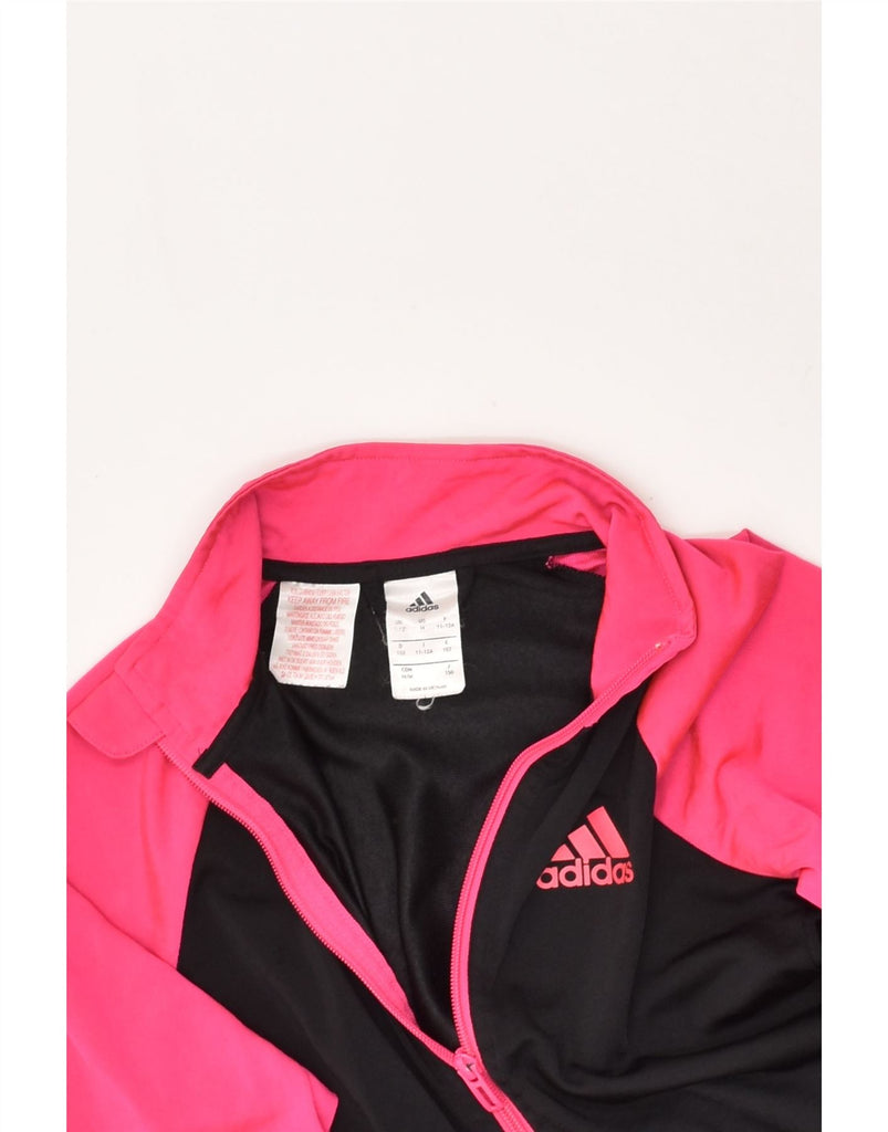 ADIDAS Girls Tracksuit Top Jacket 11-12 Years Pink Colourblock Polyester | Vintage Adidas | Thrift | Second-Hand Adidas | Used Clothing | Messina Hembry 