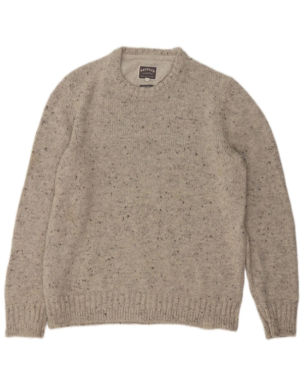 Fat Face Mens Crew Neck Jumper Sweater Large Grey Flecked Wool