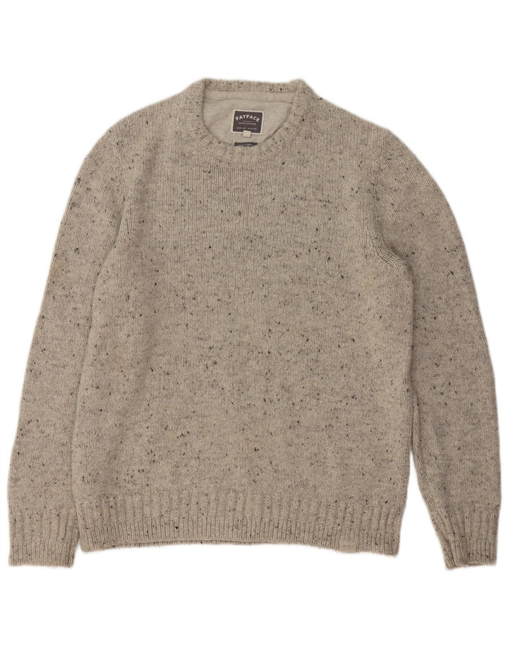 Fat Face Mens Crew Neck Jumper Sweater Large Grey Flecked Wool