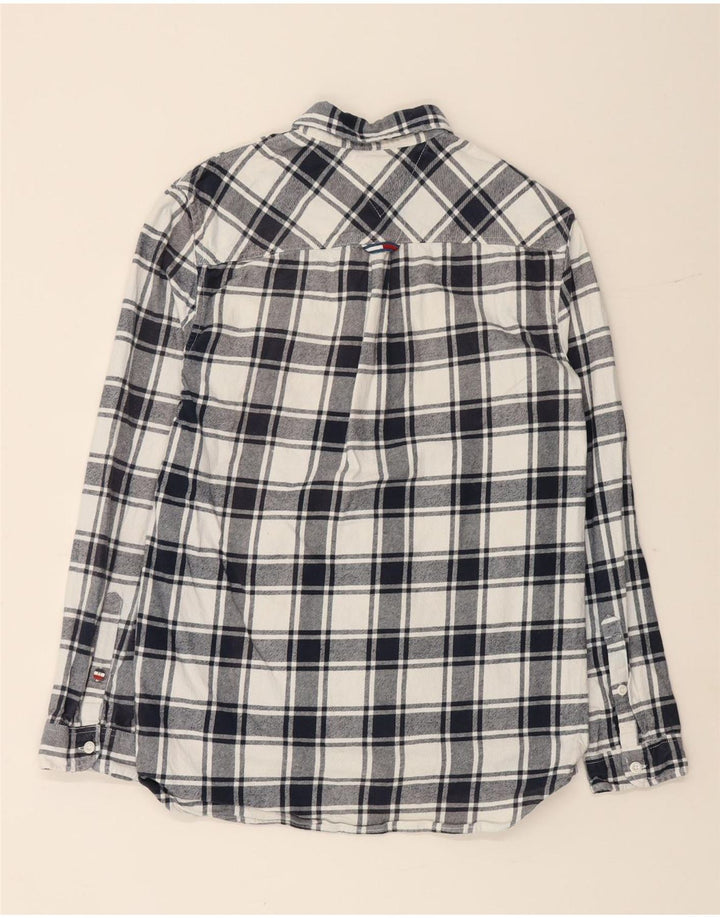 TOMMY HILFIGER Mens Regular Fit Flannel Shirt Small Navy Blue Check Cotton