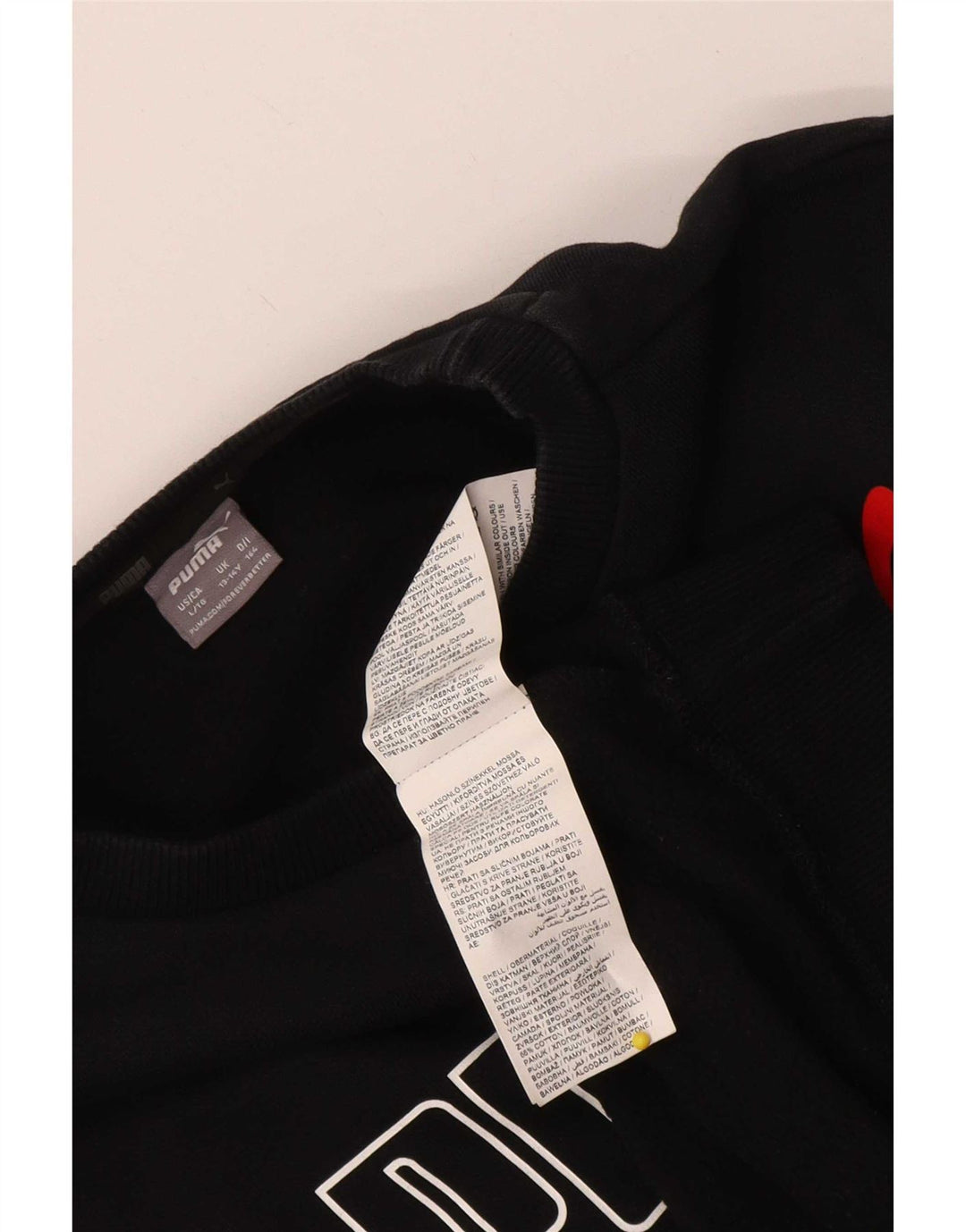 Puma Boys Graphic Sweatshirt Jumper 13-14 Years Black Cotton