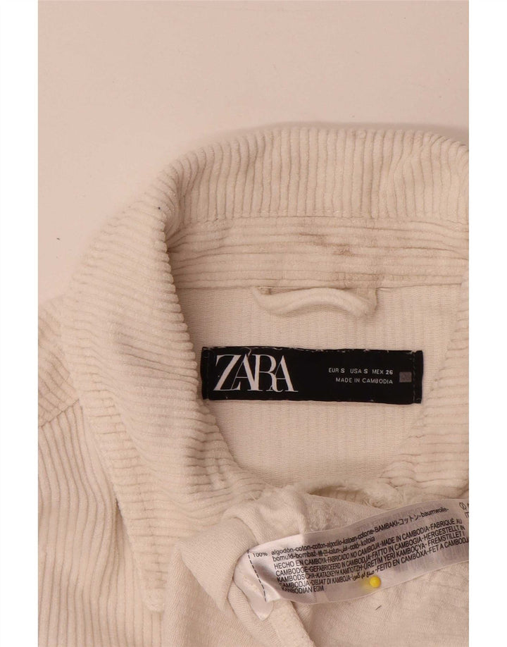 Zara Womens Oversized Corduroy Jacket UK 10 Small Off White Cotton