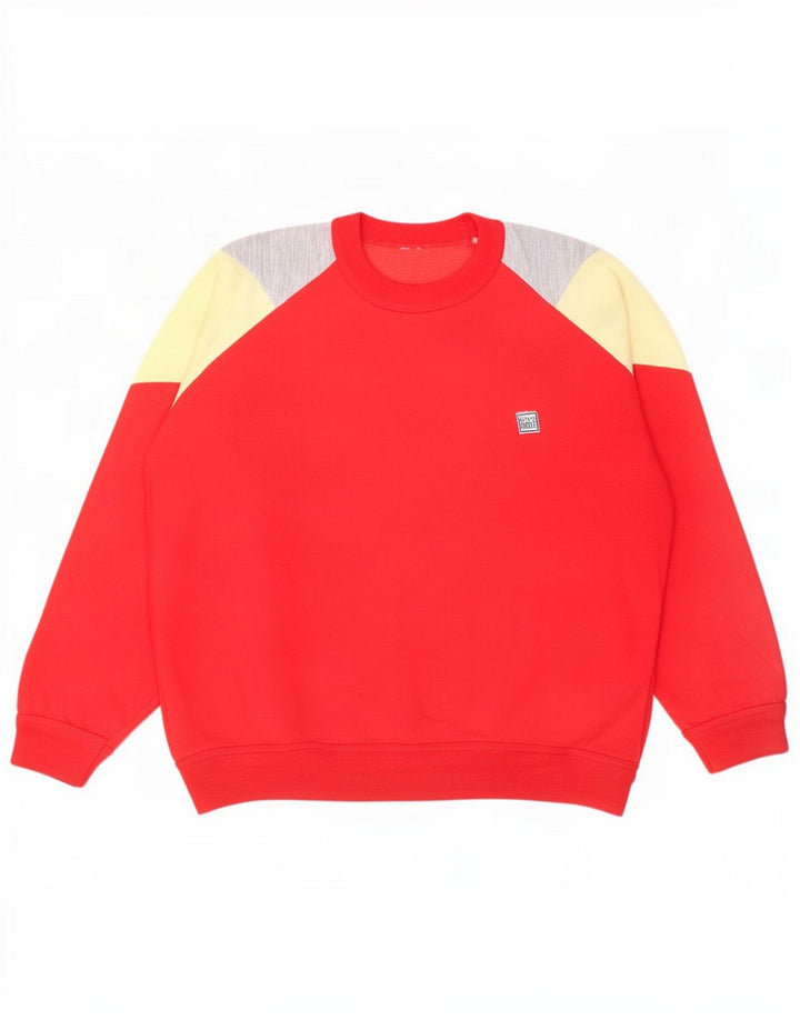 Vintage Mens Sweatshirt Jumper Large Red Colourblock
