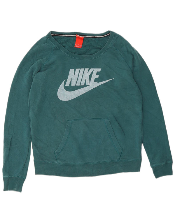 Nike Womens Graphic Sweatshirt Jumper UK 14 Medium Green Cotton