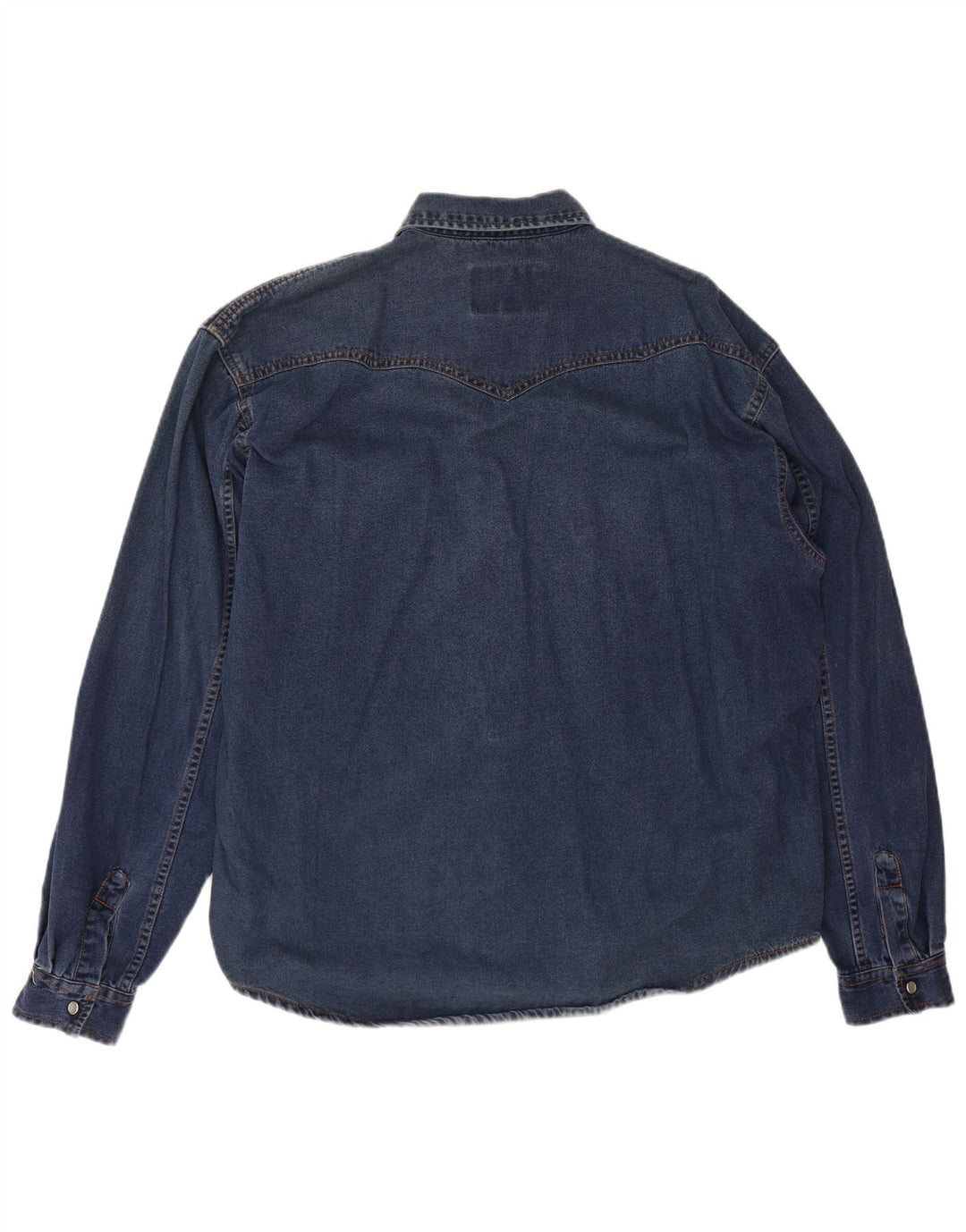 Vintage Mens Loose Fit Denim Shirt Medium Blue Cotton