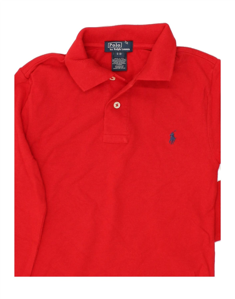 POLO RALPH LAUREN Boys Long Sleeve Polo Shirt 7-8 Years Small Red Cotton | Vintage Polo Ralph Lauren | Thrift | Second-Hand Polo Ralph Lauren | Used Clothing | Messina Hembry 