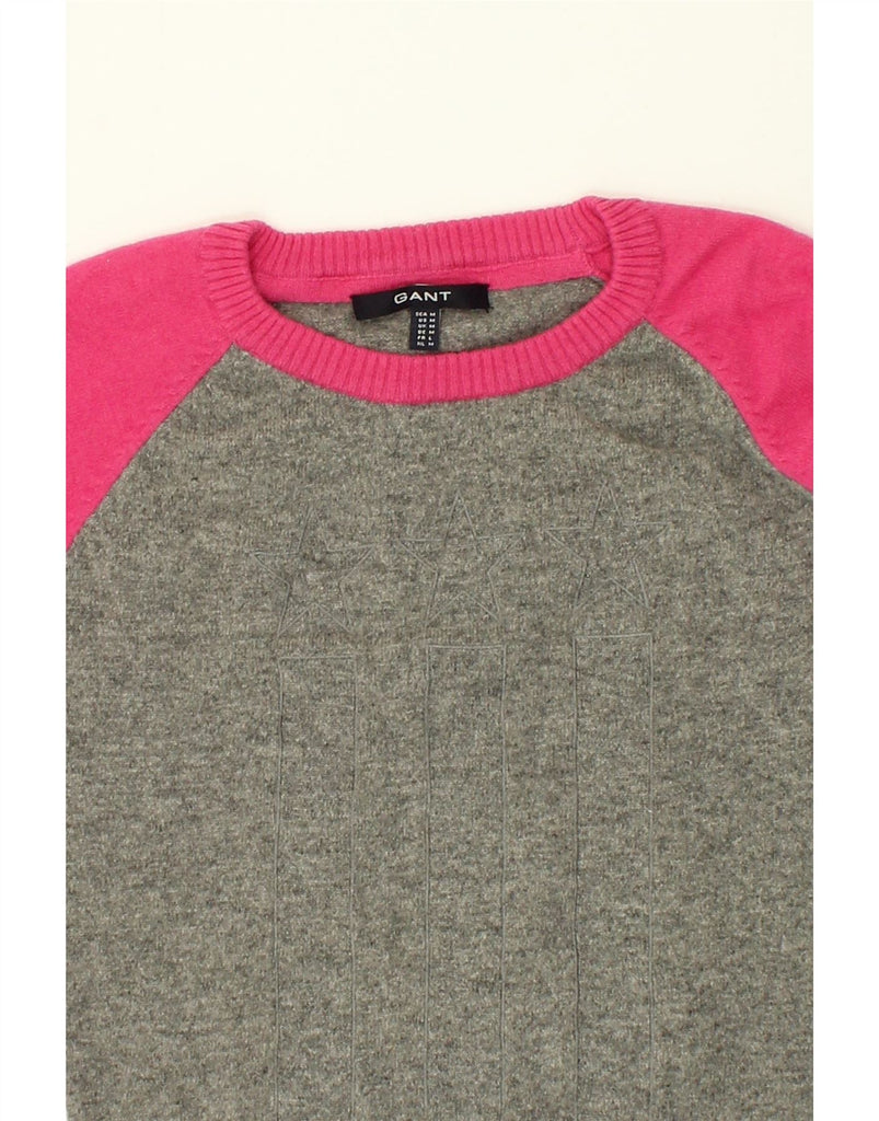 GANT Womens Boat Neck Jumper Sweater UK 12 Medium Grey Colourblock Wool | Vintage Gant | Thrift | Second-Hand Gant | Used Clothing | Messina Hembry 