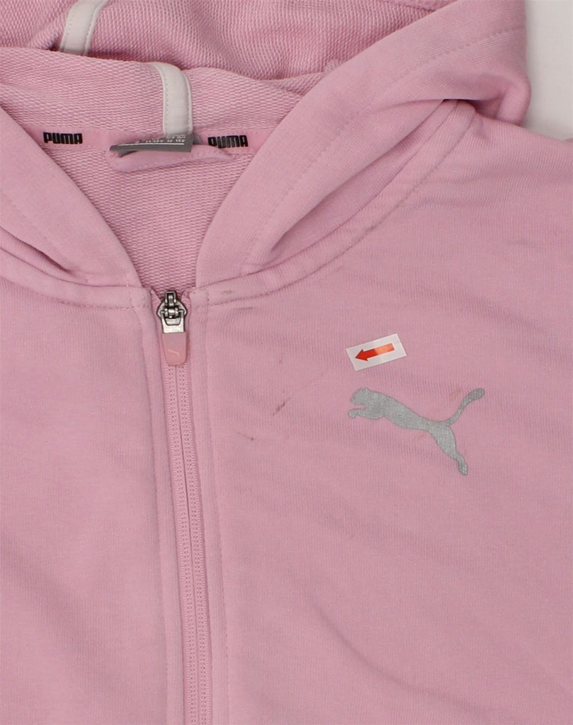 PUMA Girls Zip Hoodie Sweater 11-12 Years Pink Cotton | Vintage Puma | Thrift | Second-Hand Puma | Used Clothing | Messina Hembry 