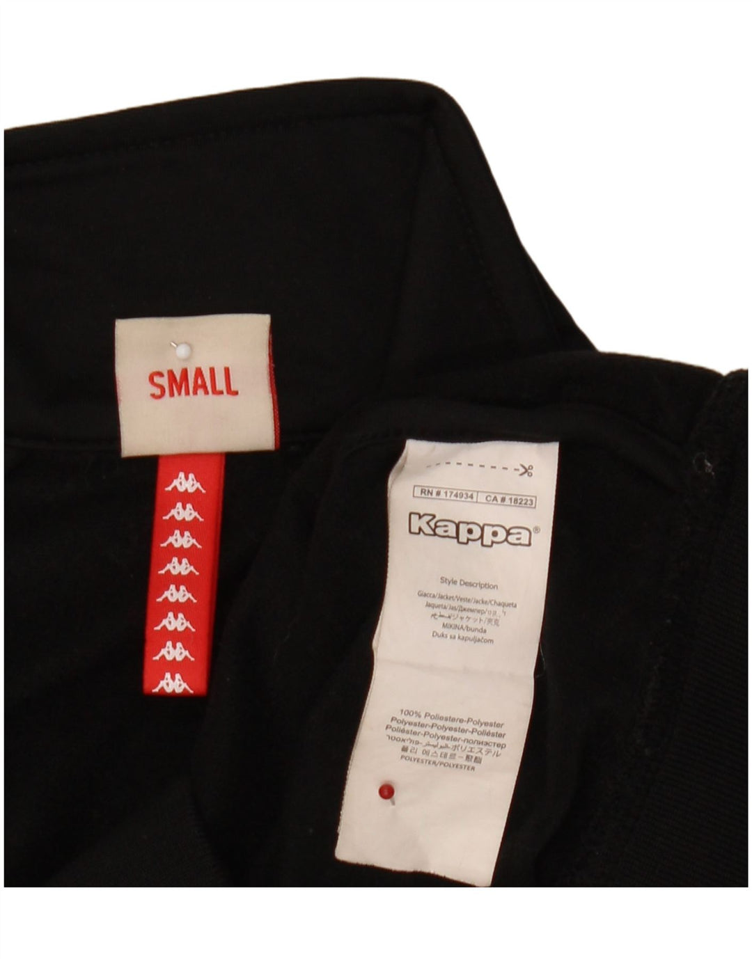 Kappa Womens Graphic Tracksuit Top Jacket UK 10 Small Black Colourblock