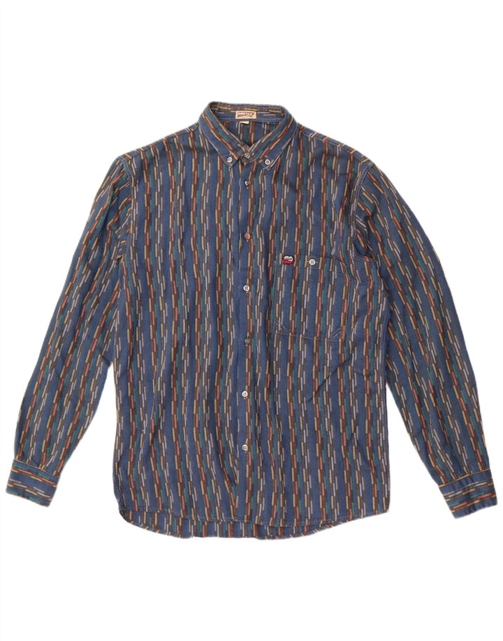 Master Mens Flannel Shirt Small Blue Striped