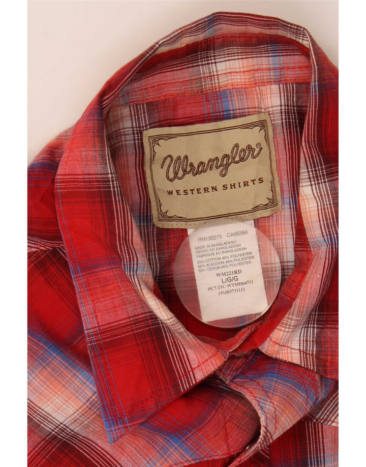 Wrangler Mens Short Sleeve Shirt Large Red Check Cotton