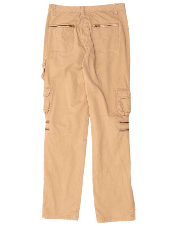 VINTAGE Mens Straight Cargo Trousers IT 50 Large W34 L35  Beige Cotton