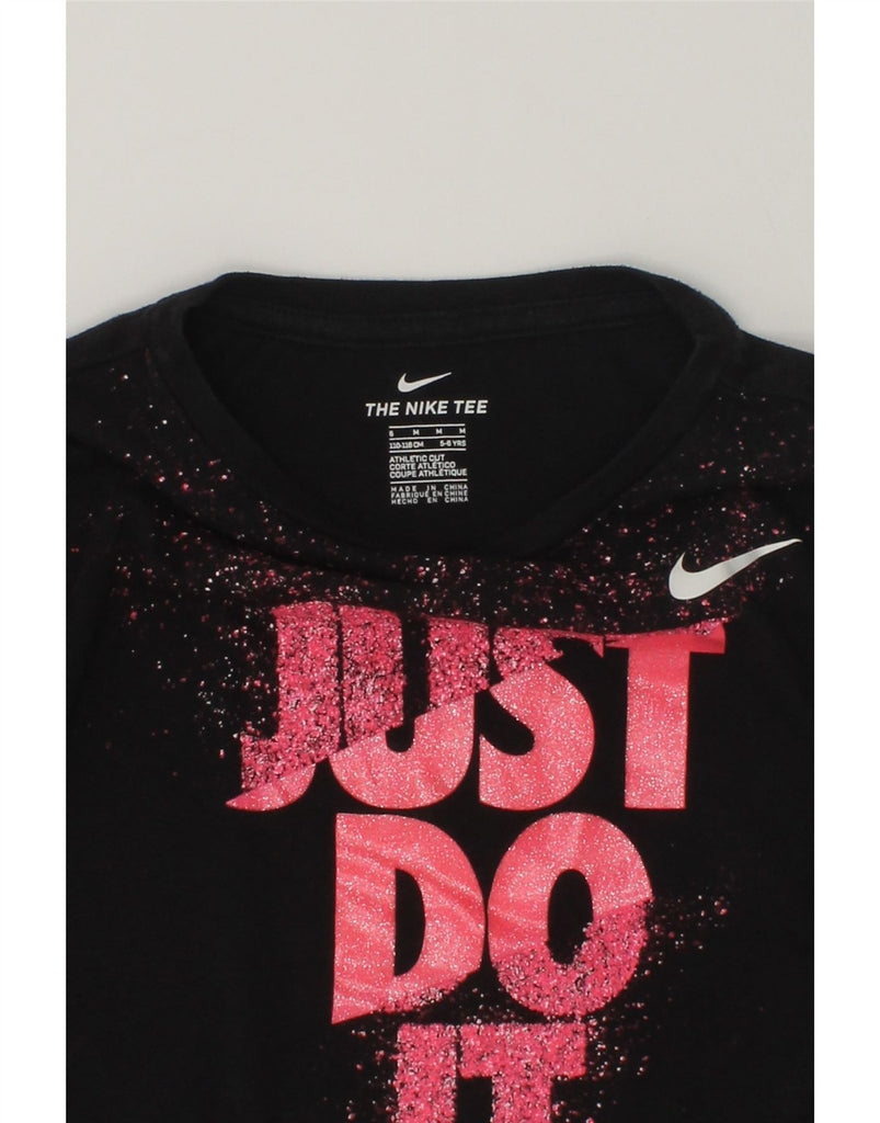 NIKE Girls Graphic Top Long Sleeve 5-6 Years Medium Black Cotton | Vintage Nike | Thrift | Second-Hand Nike | Used Clothing | Messina Hembry 