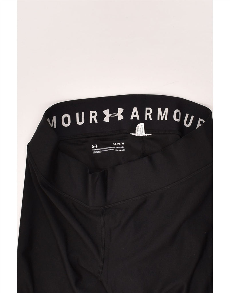 UNDER ARMOUR Womens Heat Gear Graphic Leggings UK 14 Large Black | Vintage Under Armour | Thrift | Second-Hand Under Armour | Used Clothing | Messina Hembry 
