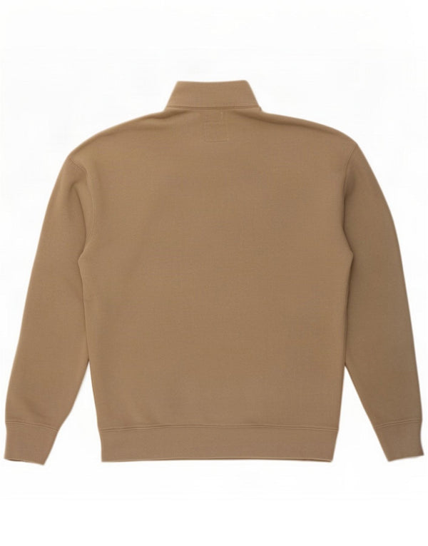 Abercrombie & Fitch Mens Relaxed Zip Neck Sweatshirt Jumper Large Beige