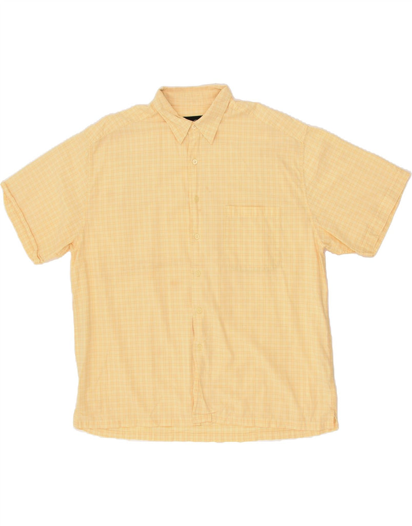 EDDIE BAUER Mens Short Sleeve Shirt XL Yellow Check Cotton | Vintage Eddie Bauer | Thrift | Second-Hand Eddie Bauer | Used Clothing | Messina Hembry 