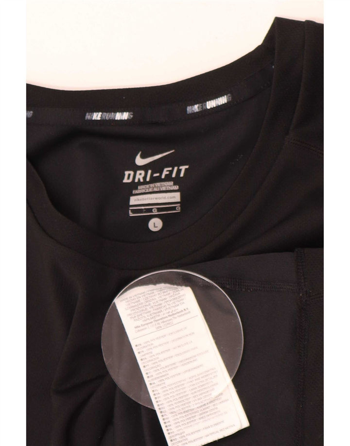 Nike Mens Dri Fit T-Shirt Top Large Black Polyester