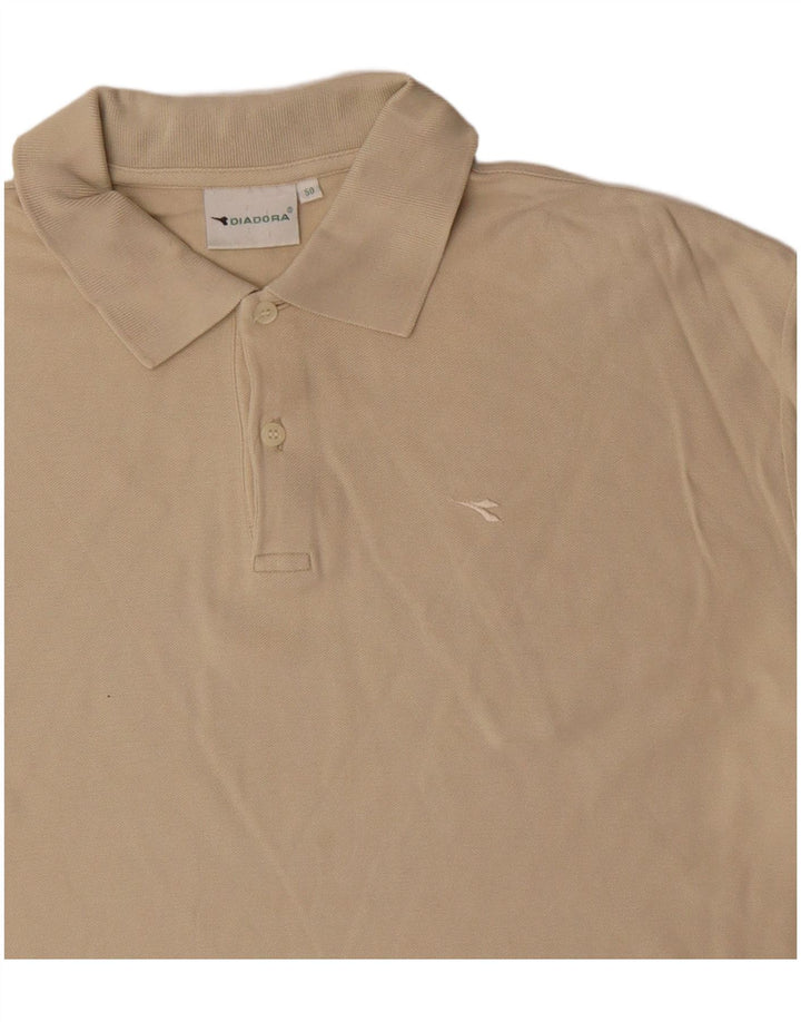 DIADORA Mens Long Sleeve Polo Shirt IT 50 Medium Beige Cotton