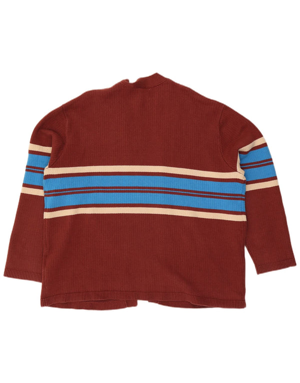 Levi's Womens Relaxed Open Cardigan Sweater UK 18 XL Maroon Striped Cotton