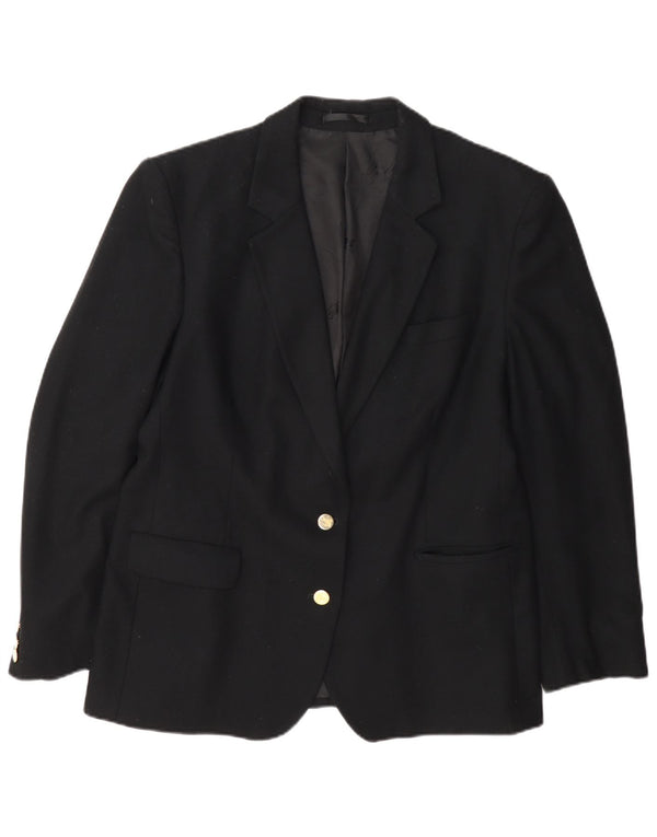 Burberrys Womens 2 Button Regular Fit Blazer Jacket UK 14 Medium Black Wool