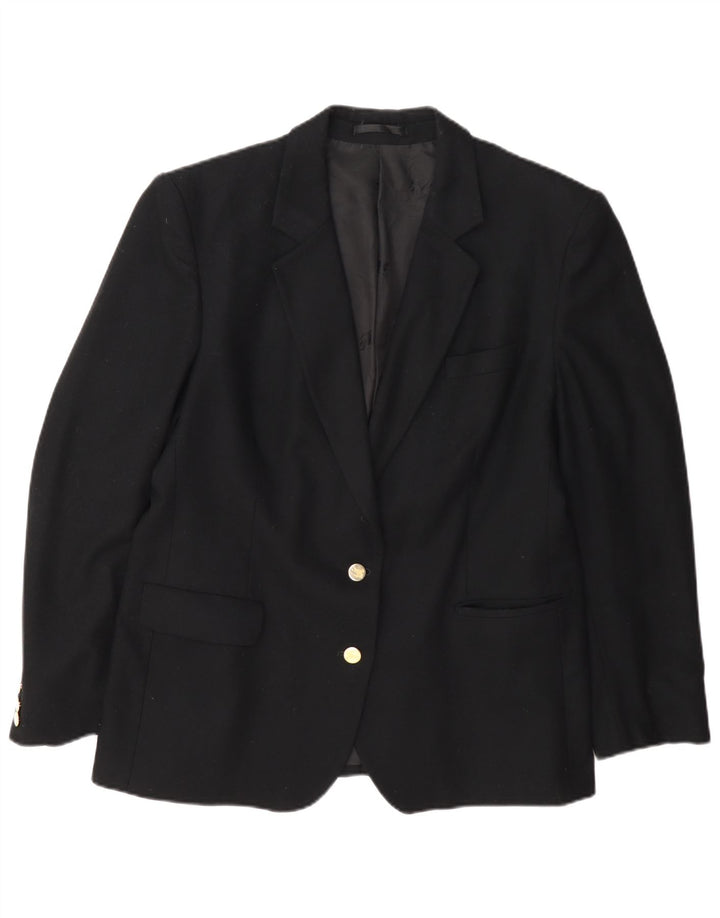 Burberrys Womens 2 Button Regular Fit Blazer Jacket UK 14 Medium Black Wool