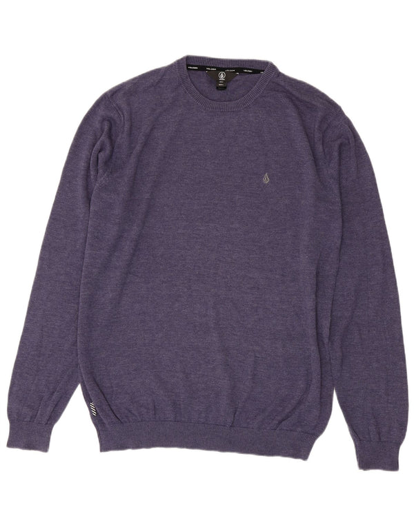 Volcom Mens Crew Neck Jumper Sweater Large Purple Cotton