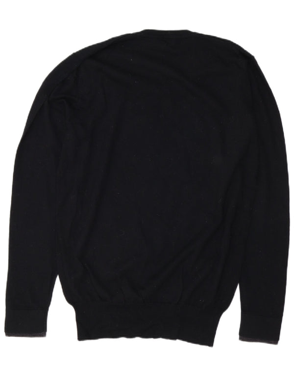 PAUL SMITH Mens V-Neck Jumper Sweater Large Black Merino Wool