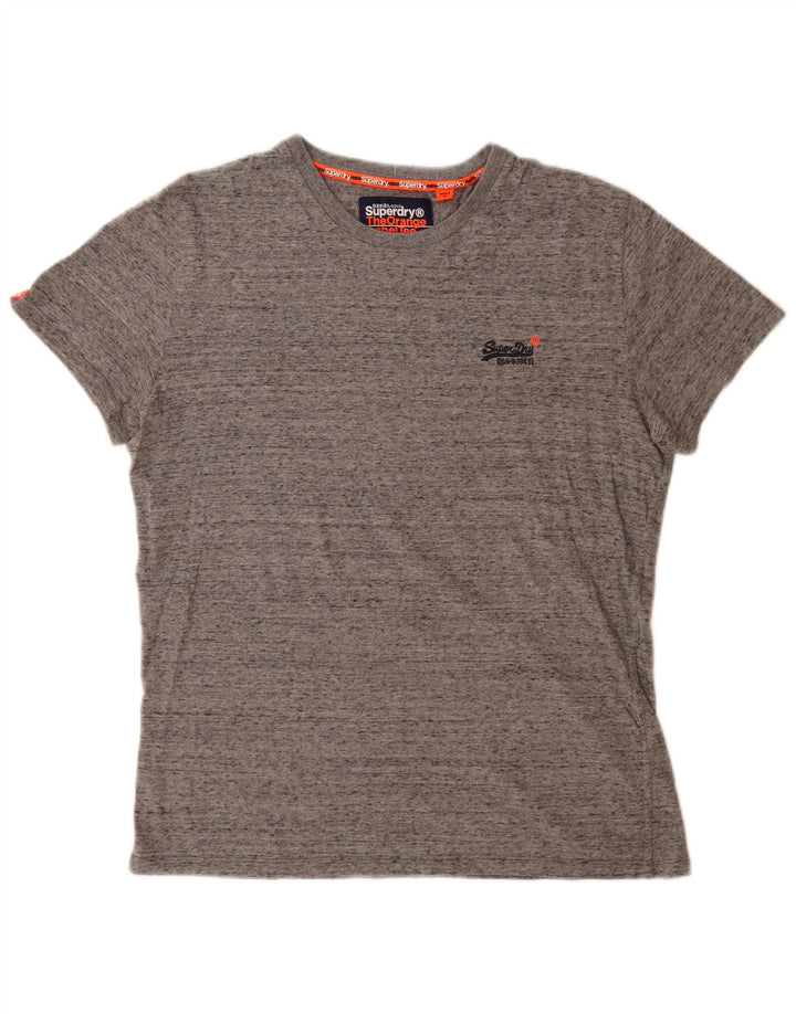 Superdry Mens T-Shirt Top Medium Grey Flecked Cotton