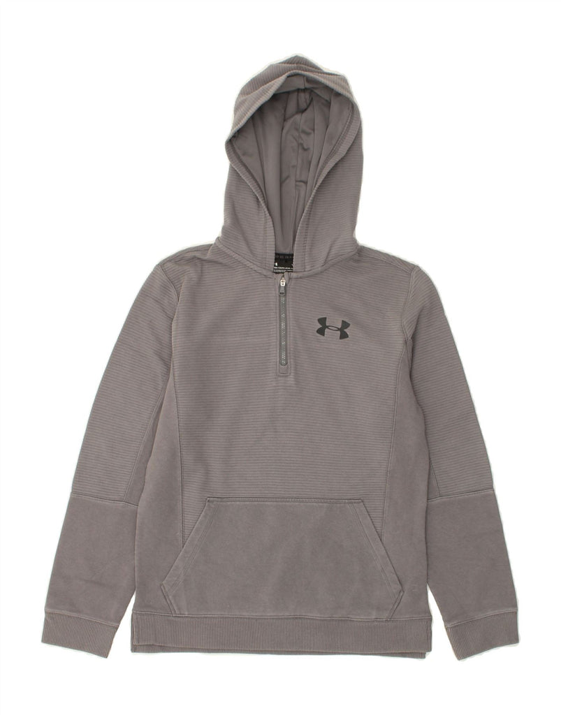 UNDER ARMOUR Boys Zip Neck Graphic Hoodie Jumper 11-12 Years Large Grey | Vintage Under Armour | Thrift | Second-Hand Under Armour | Used Clothing | Messina Hembry 