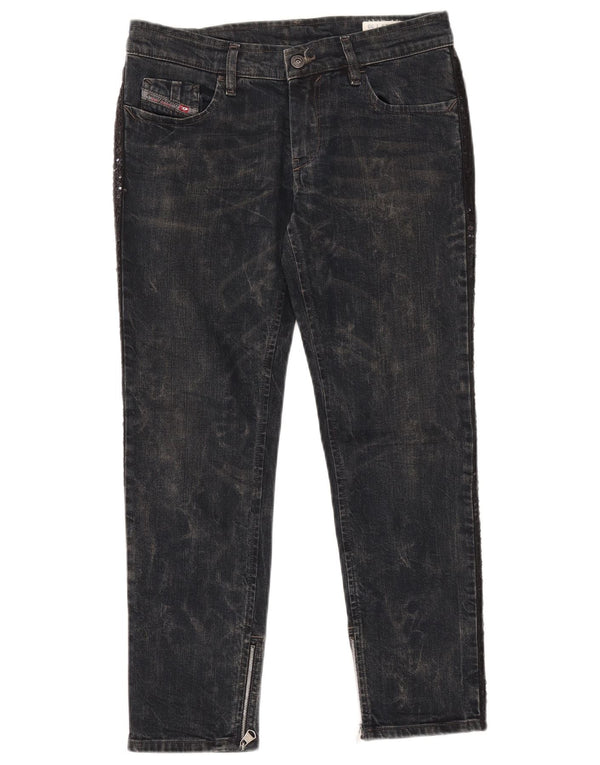 Diesel Womens Zivy Acid Wash Slim Jeans W29 L26 Black Cotton