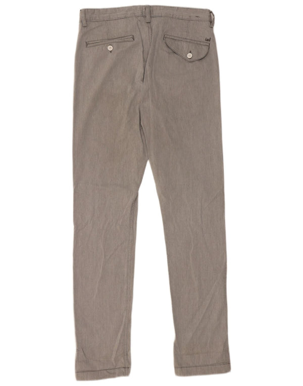 Lee Mens Slim Chino Trousers W31 L32 Grey Pinstripe Cotton