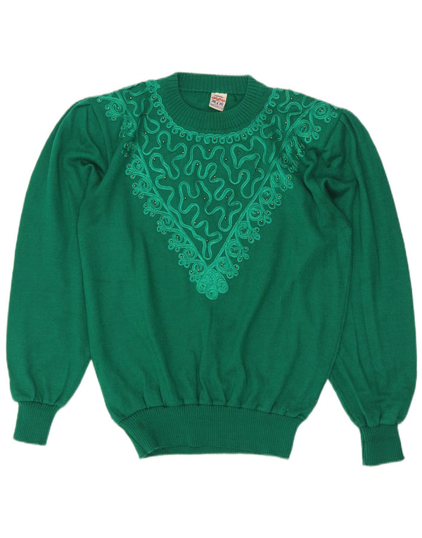 Vintage Womens Crew Neck Jumper Sweater UK 16 Large Green
