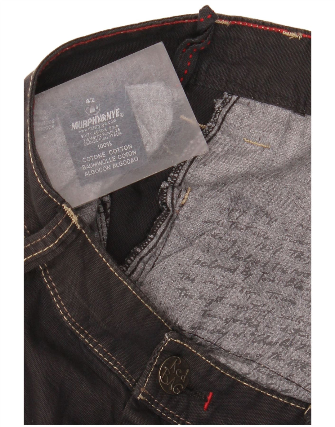 Murphy & Nye Mens Sailmakers Straight Casual Trousers W42 L34 Black Cotton