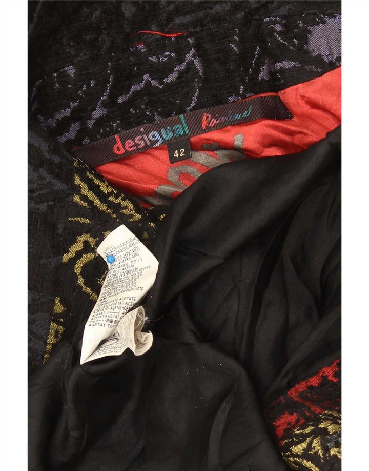 Desigual Womens Overcoat EU 42 Large Multicoloured Paisley Acrylic