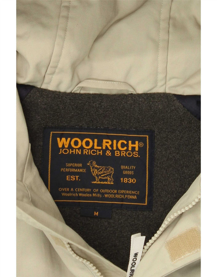 Woolrich Mens Hooded Anorak Jacket UK 38 Medium Khaki Colourblock